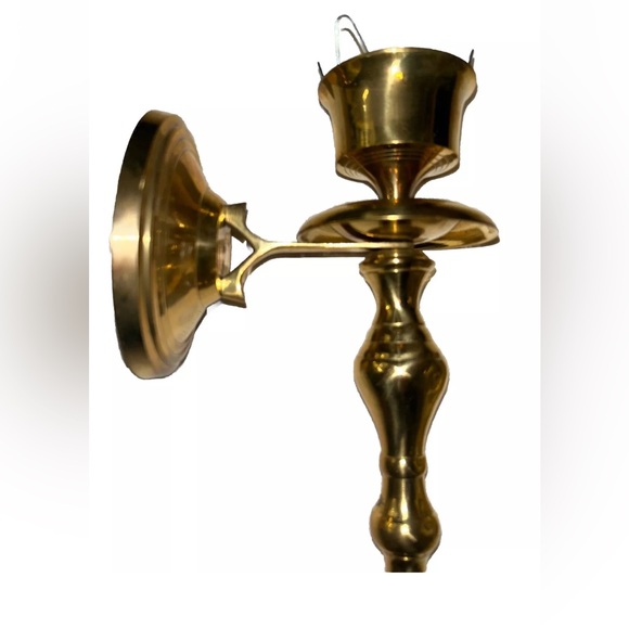 Vintage Brass Wall Sconce Candle Holders Gold Tone Elegant Regency - Picture 3 of 8